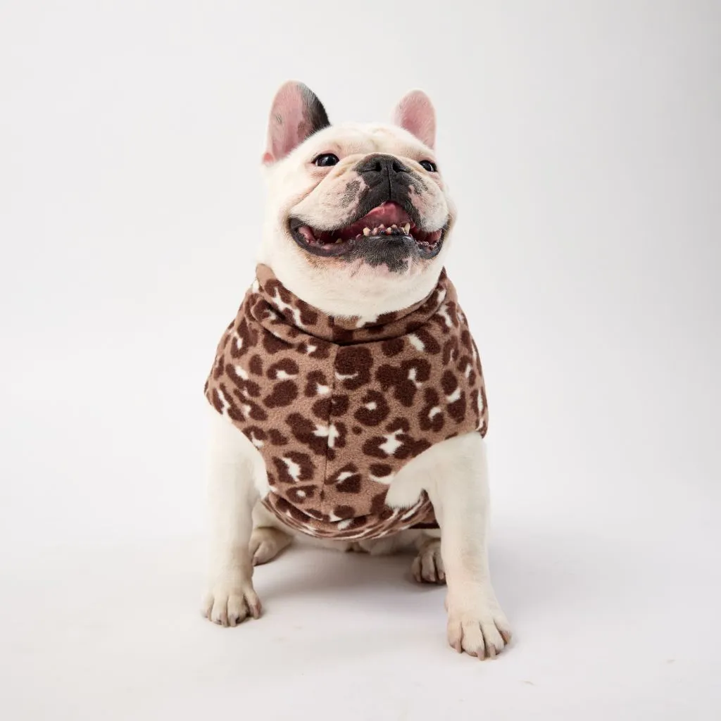 The Floofy Fleece Dog Coat | Chocolate Animal Print