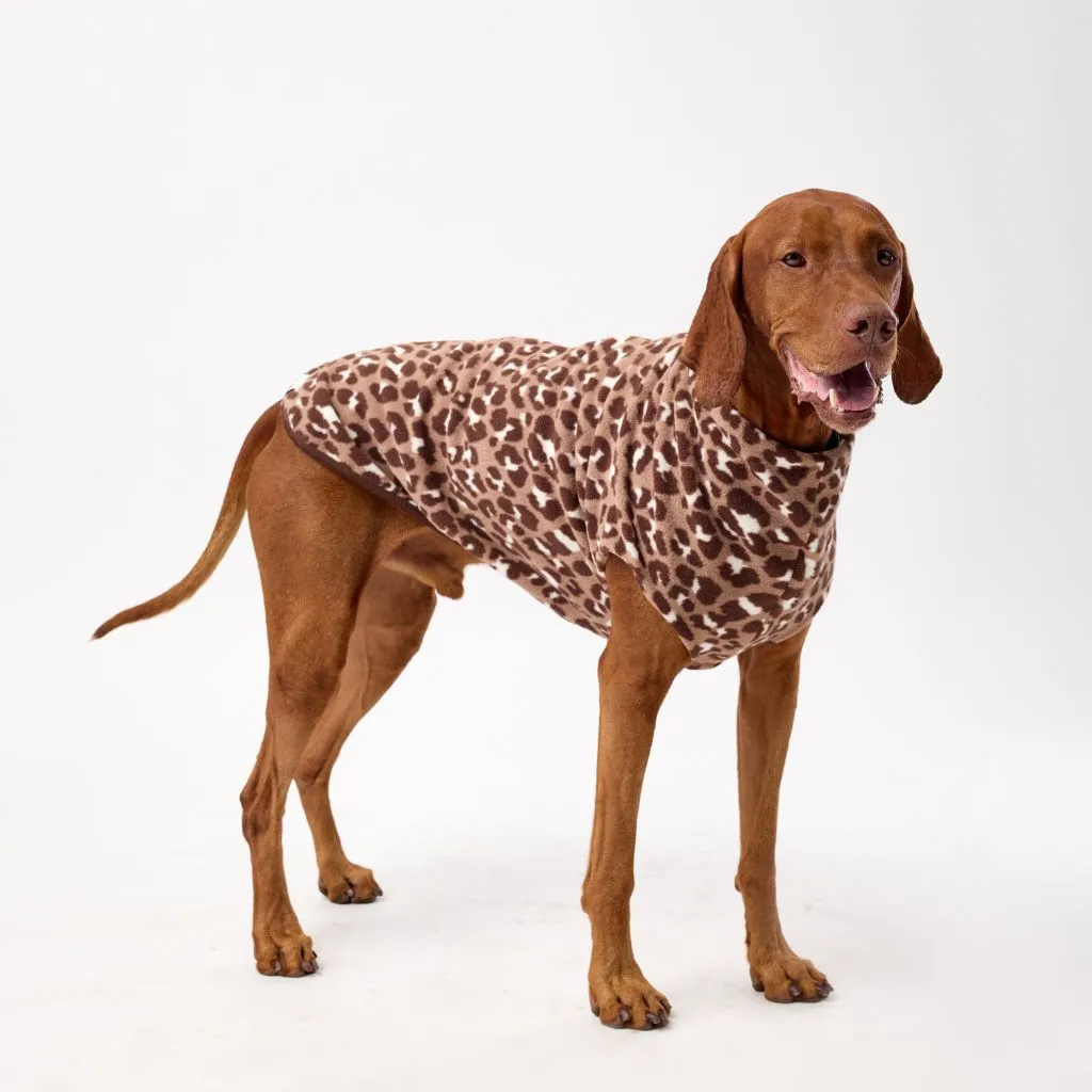 The Floofy Fleece Dog Coat | Chocolate Animal Print