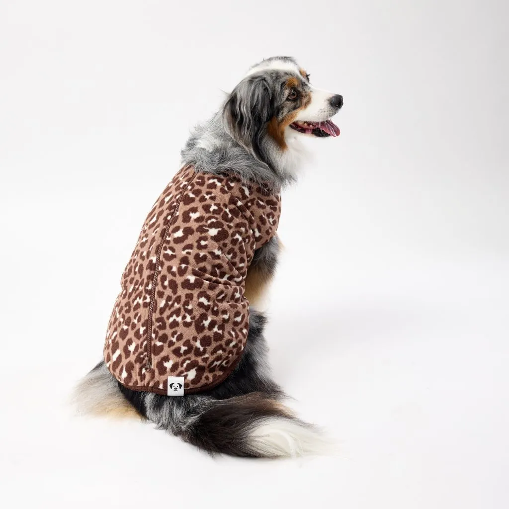 The Floofy Fleece Dog Coat | Chocolate Animal Print