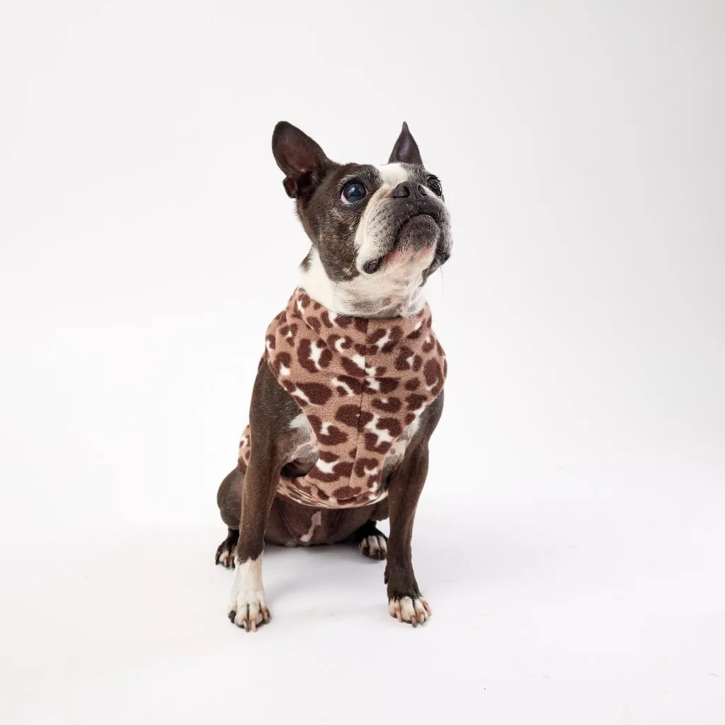 The Floofy Fleece Dog Coat | Chocolate Animal Print