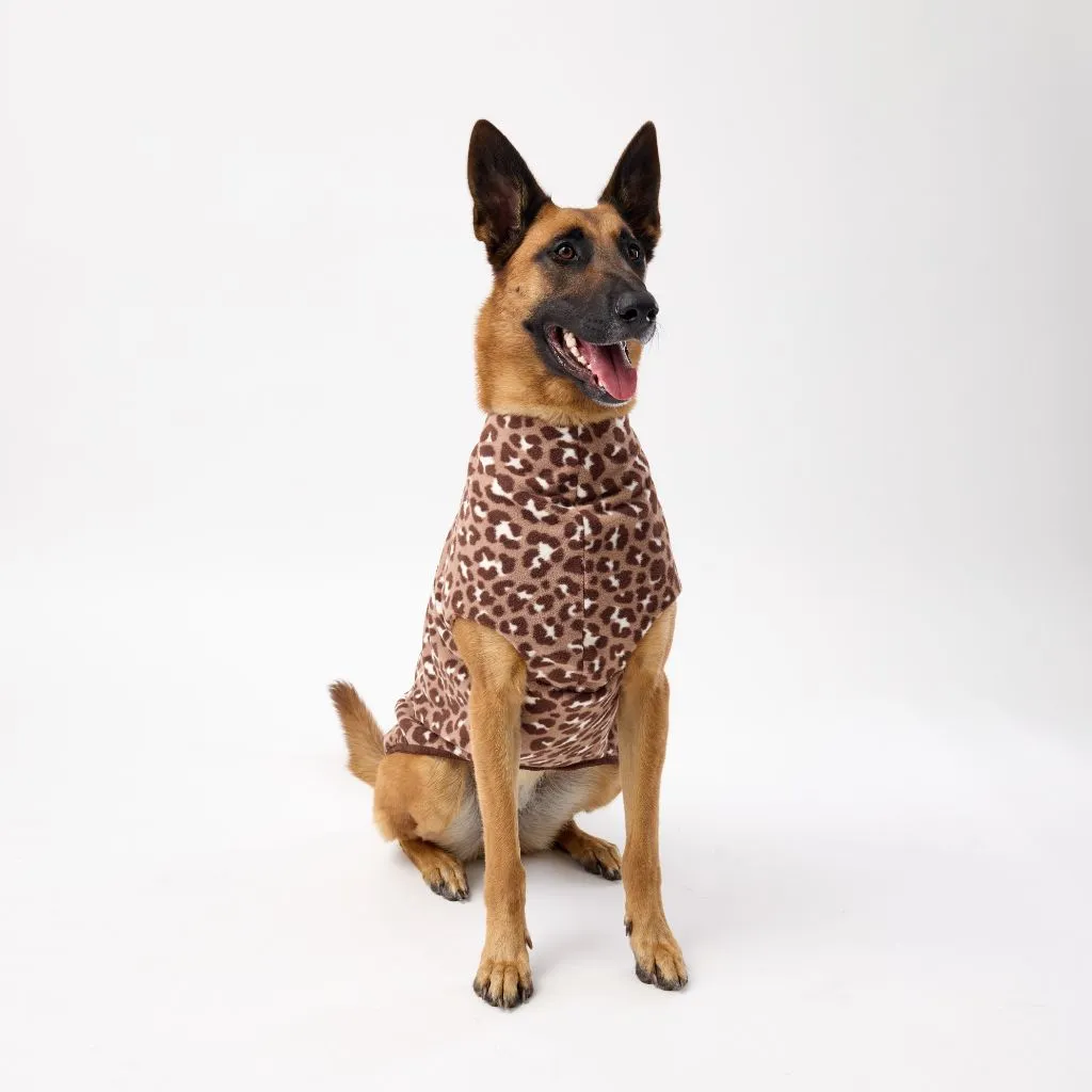 The Floofy Fleece Dog Coat | Chocolate Animal Print
