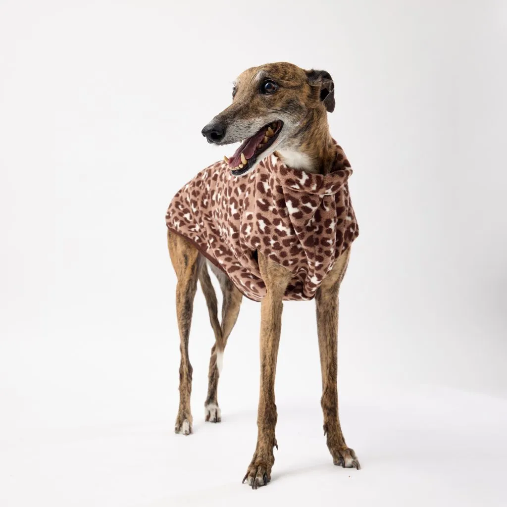 The Floofy Fleece Dog Coat | Chocolate Animal Print