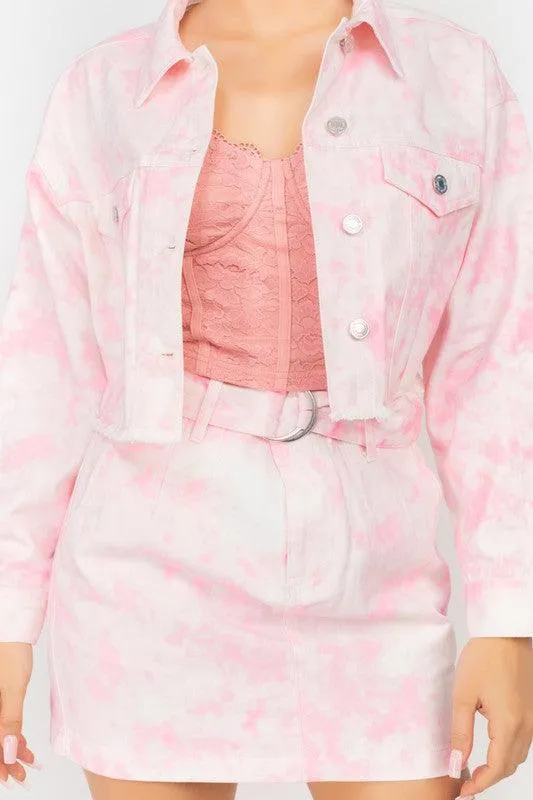 Tie-Dye Cropped Denim Jacket