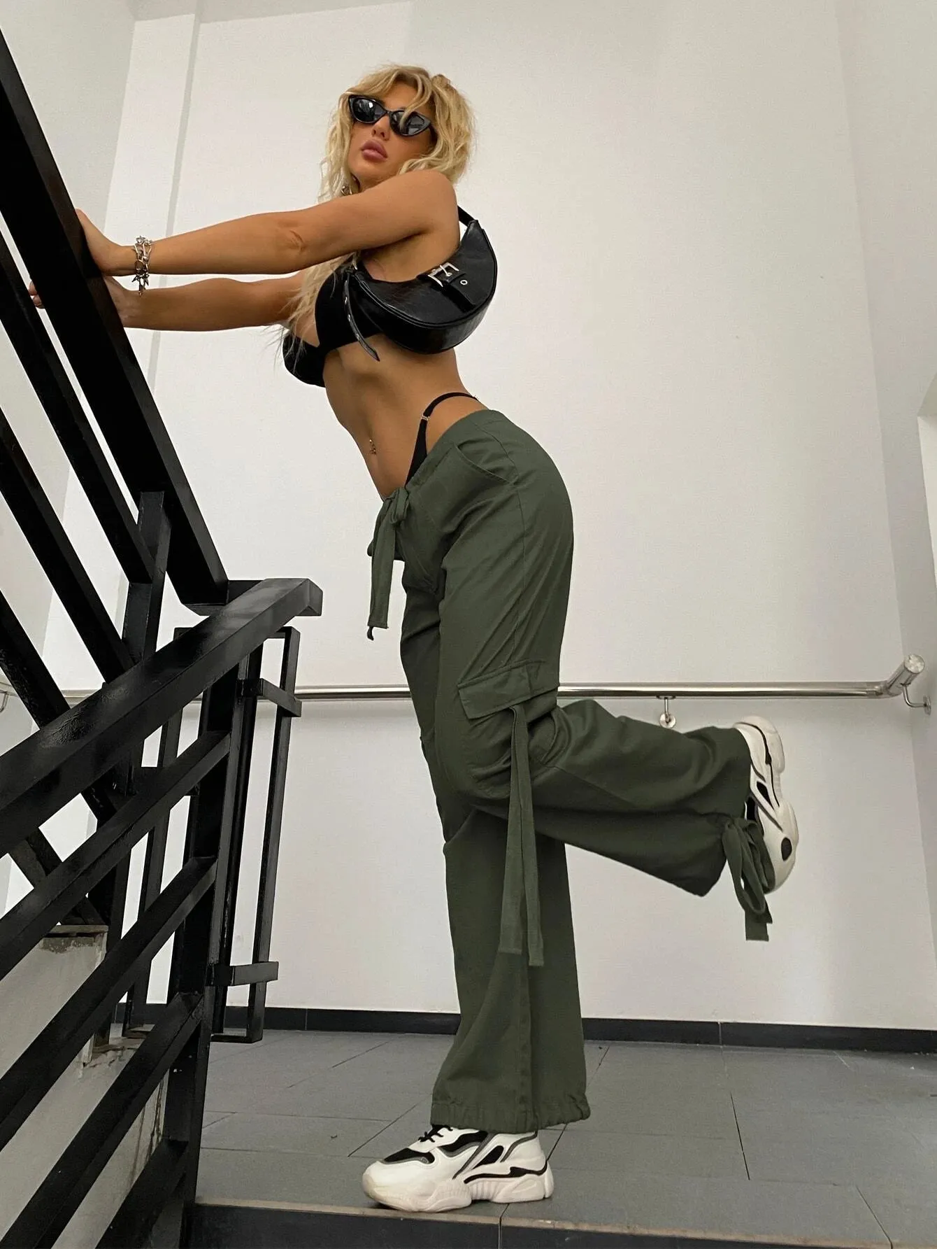 Tie Parachute Cargo Pants