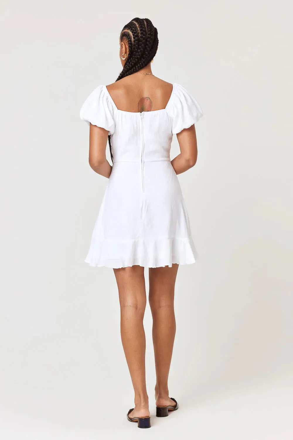 Trixxi Juniors Puff-Sleeve Side-Tie Wrap Dress  Color White Size M