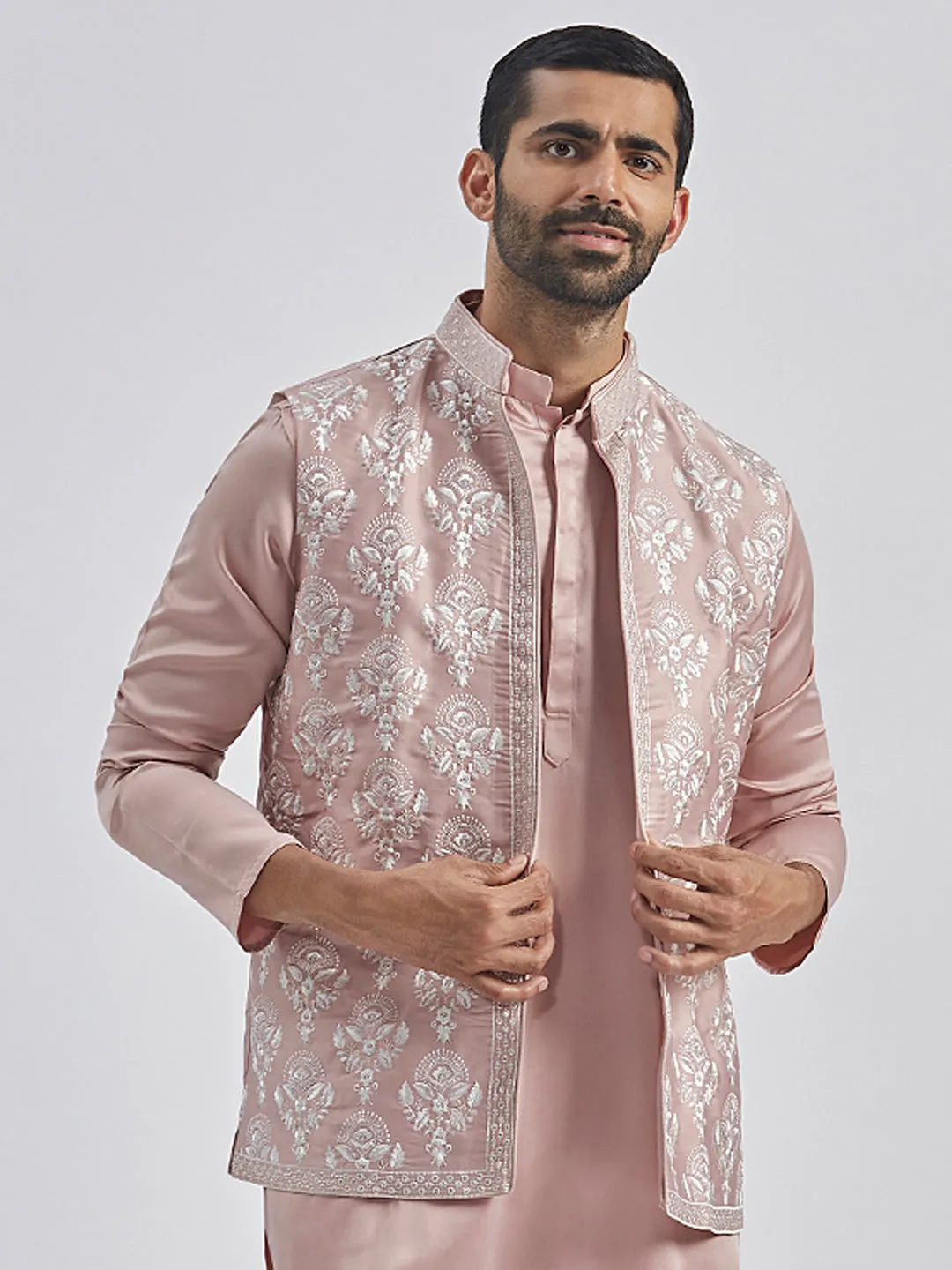 VASTRAMAY Men's Beige - Nehru Jacket