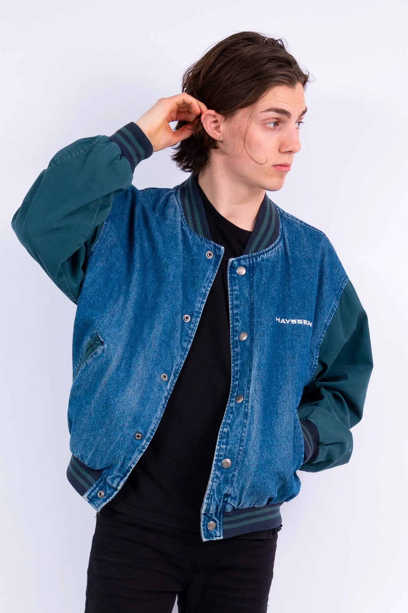 Vintage Denim Baseball Jacket