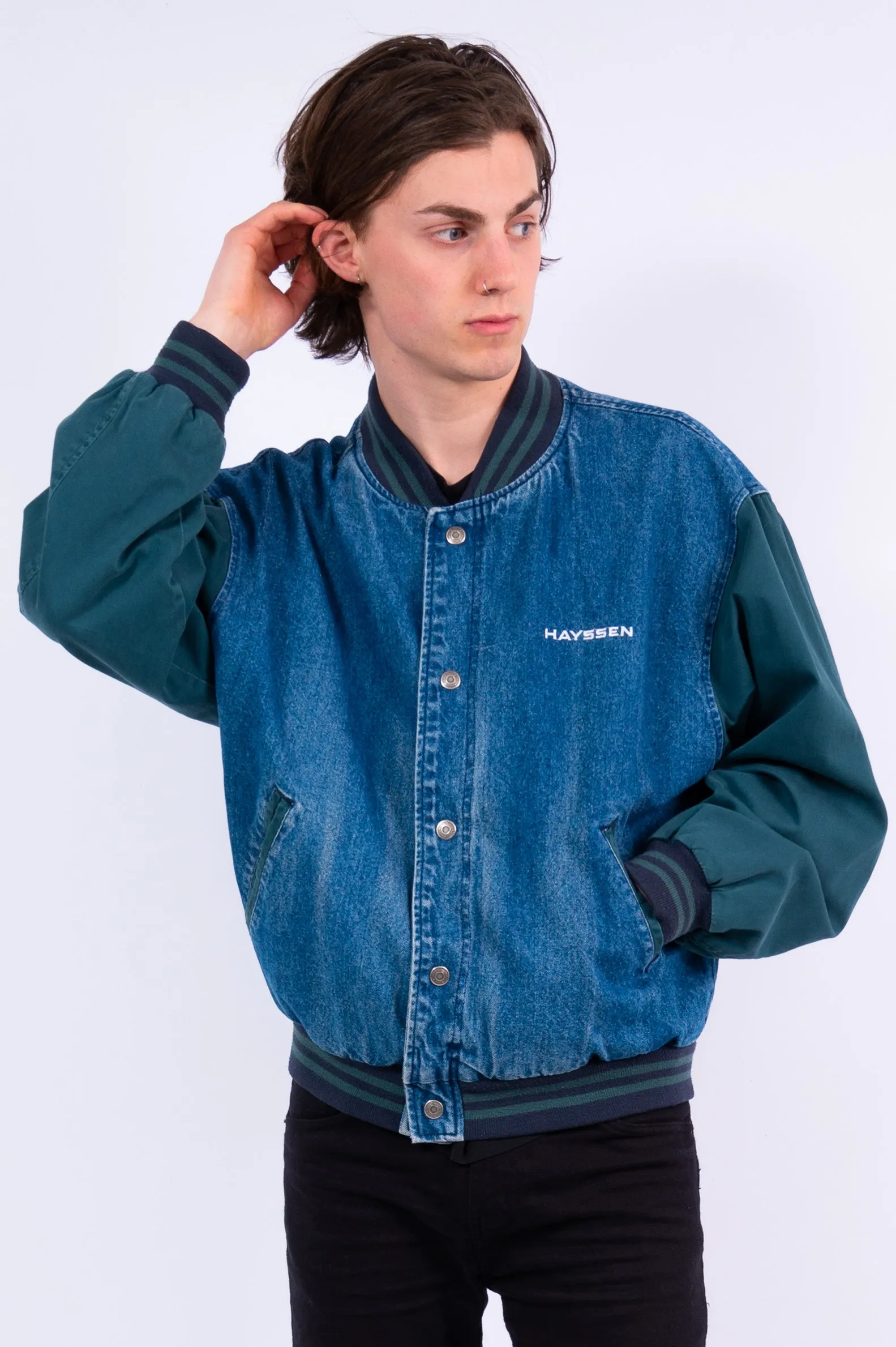 Vintage Denim Baseball Jacket