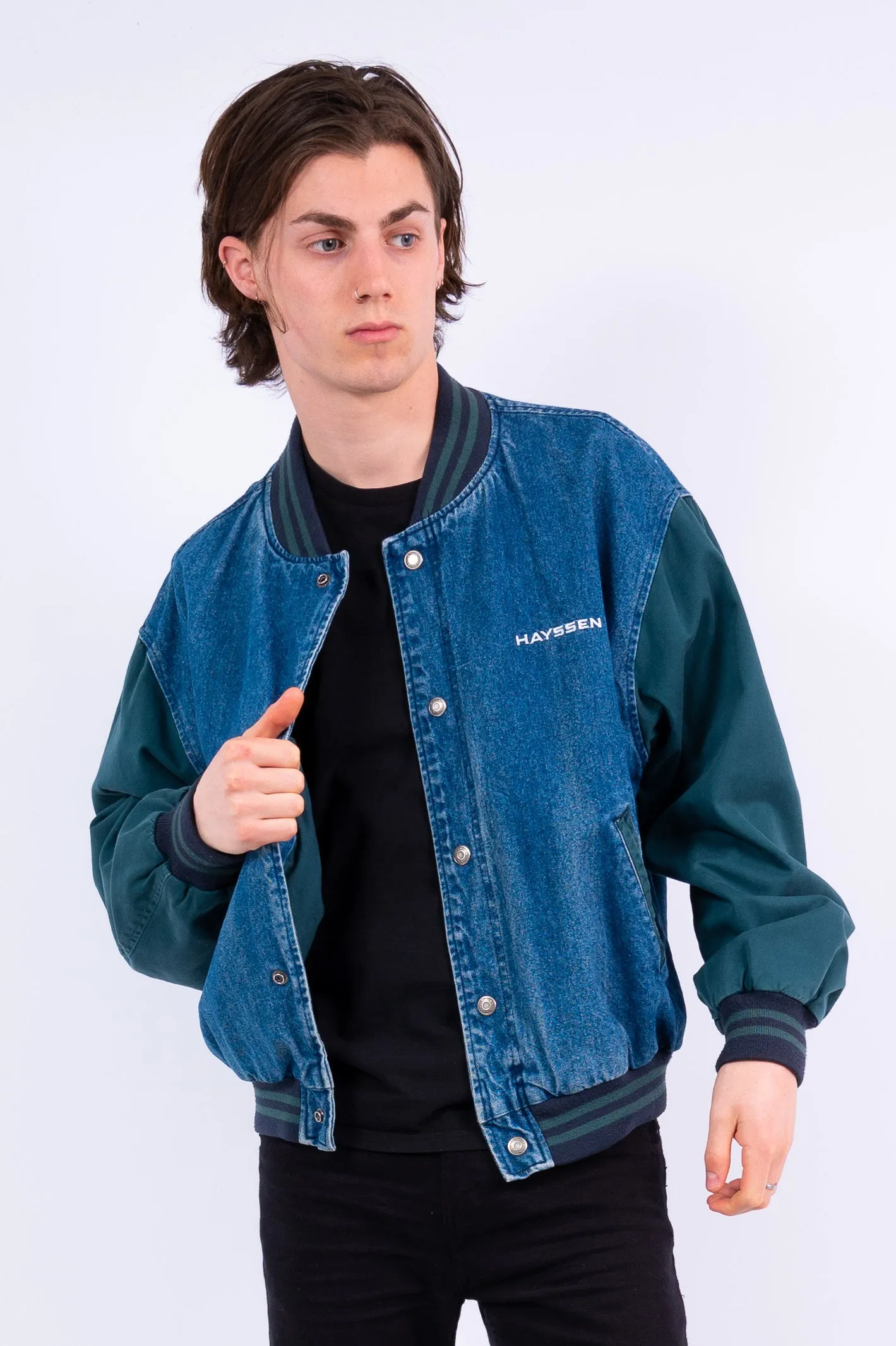 Vintage Denim Baseball Jacket