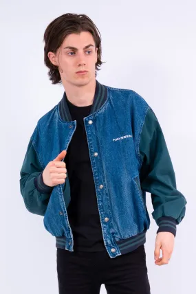 Vintage Denim Baseball Jacket