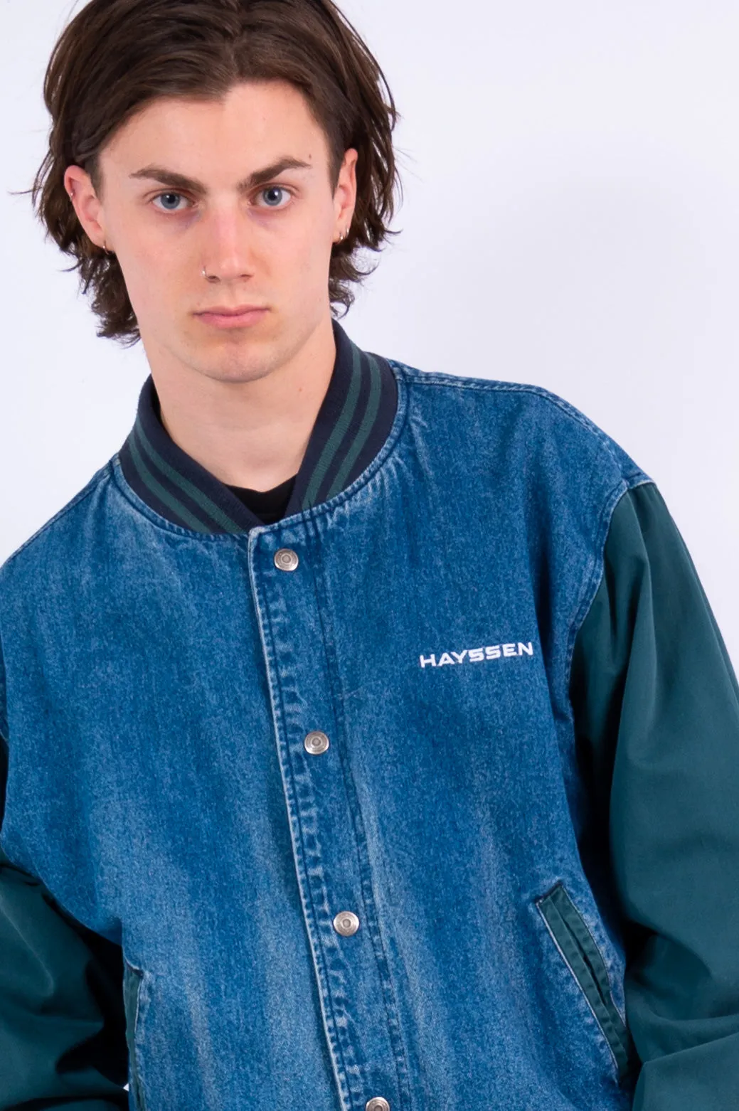 Vintage Denim Baseball Jacket