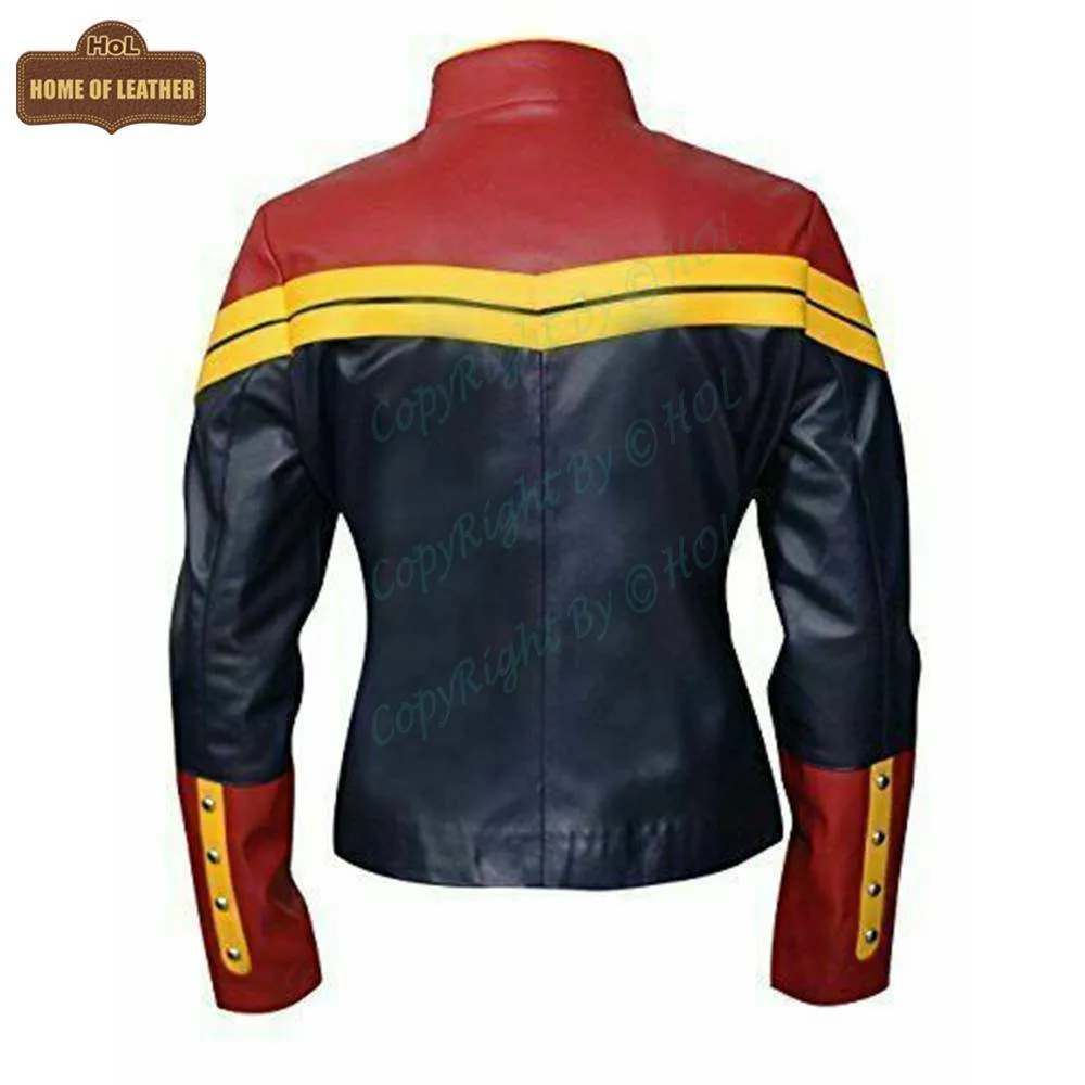 W002 Captain Marvel Carol Danvers Women's Avengers End Game Faux Leather Jacket