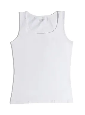 White Round Slim Fit Top