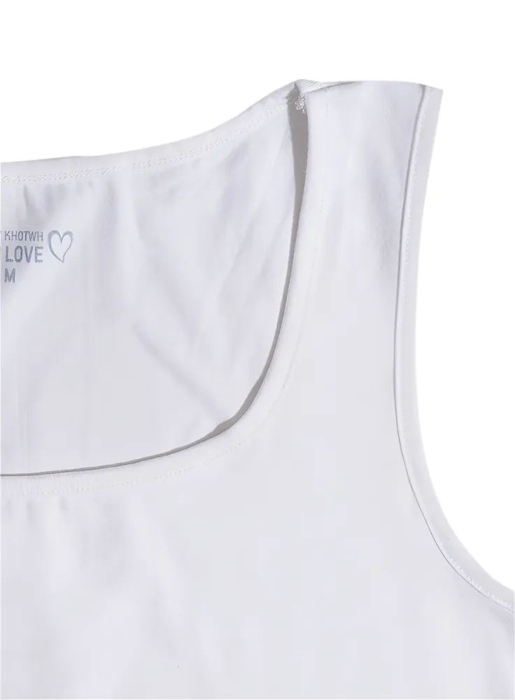 White Round Slim Fit Top