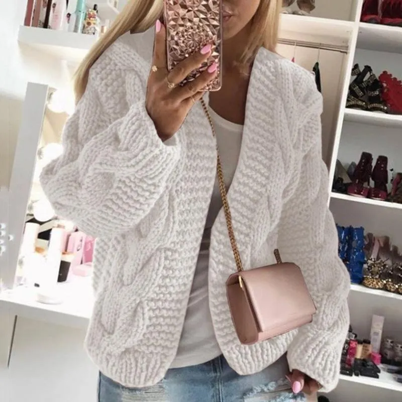 Womens cable knit cardigan sweater open front chunky cardigan for winter
