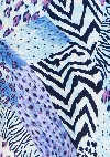Women's Mini Dress in Blue with Long Sleeves and Mixed Animal Print Wrap Design - Liquorish