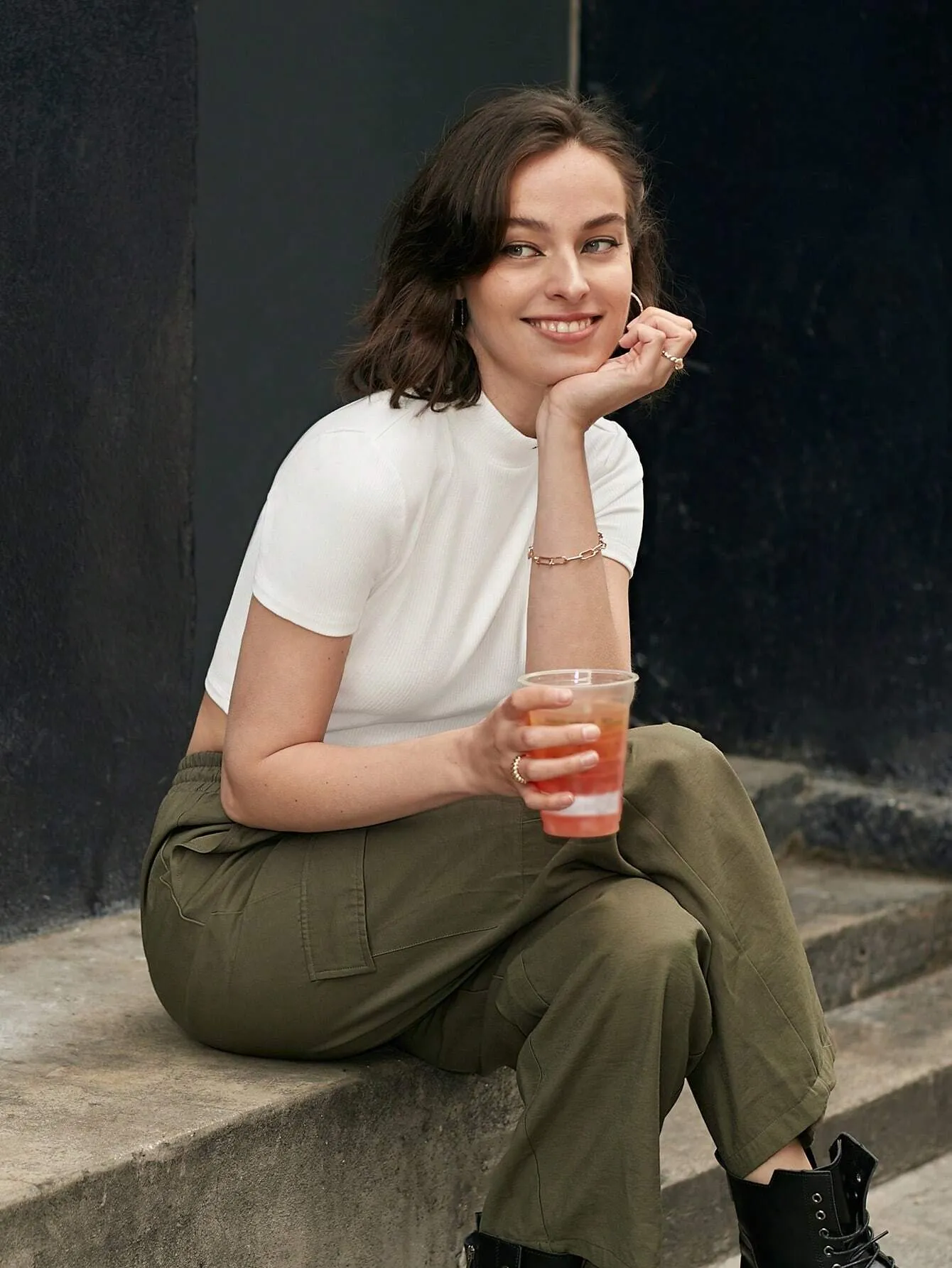 Woven Waistline Cargo Pants