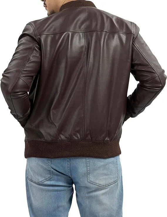 Yuro Genuine Real Leather Jacket Men Brown Biker Motorcycle